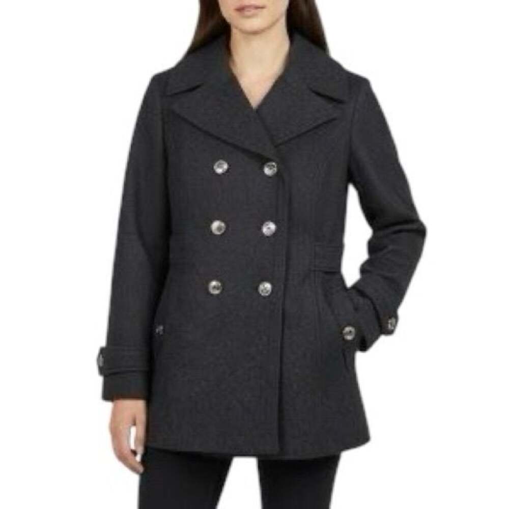 Apt 9 Wool Double Breasted Jacket in Charcoal Gray Size Large Petite (LP)